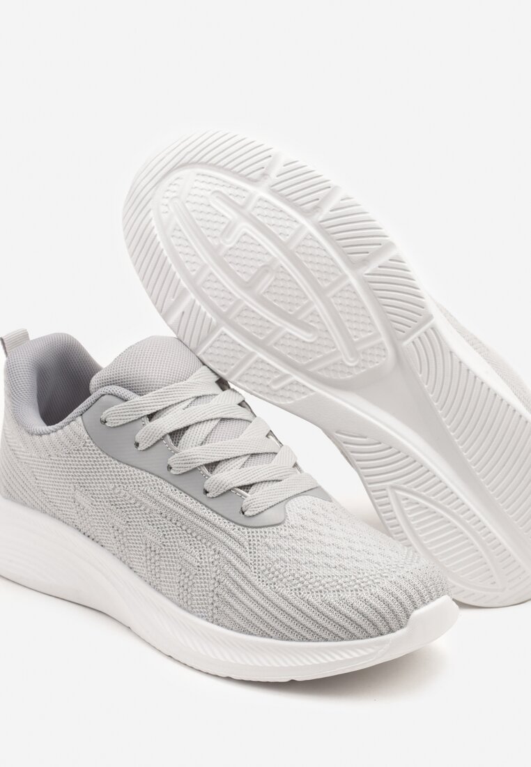 Szare Buty Sportowe Sneakersy z Tłoczonym Wzorem Amosira