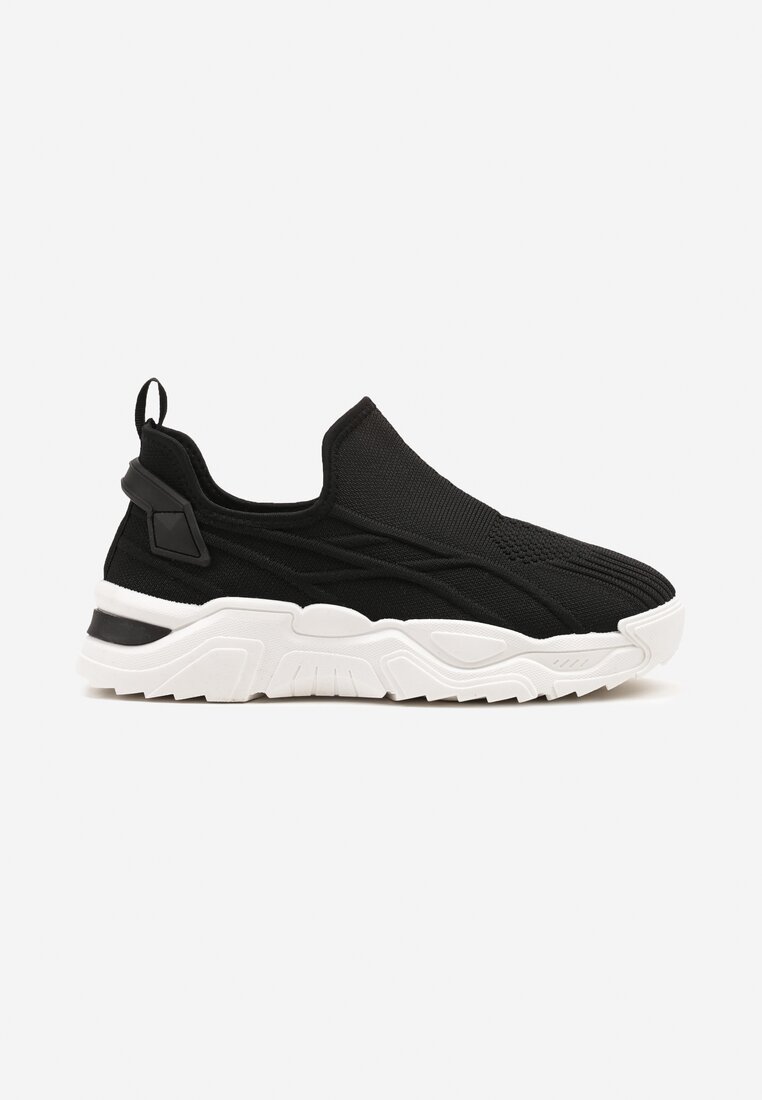 Czarne Siateczkowe Buty Sportowe Sneakersy Wsuwane Zdobione Tłoczeniami Nusadela