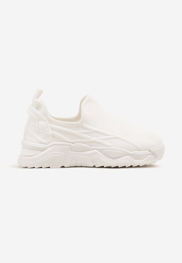 Białe Siateczkowe Buty Sportowe Sneakersy Wsuwane Zdobione Tłoczeniami Nusadela