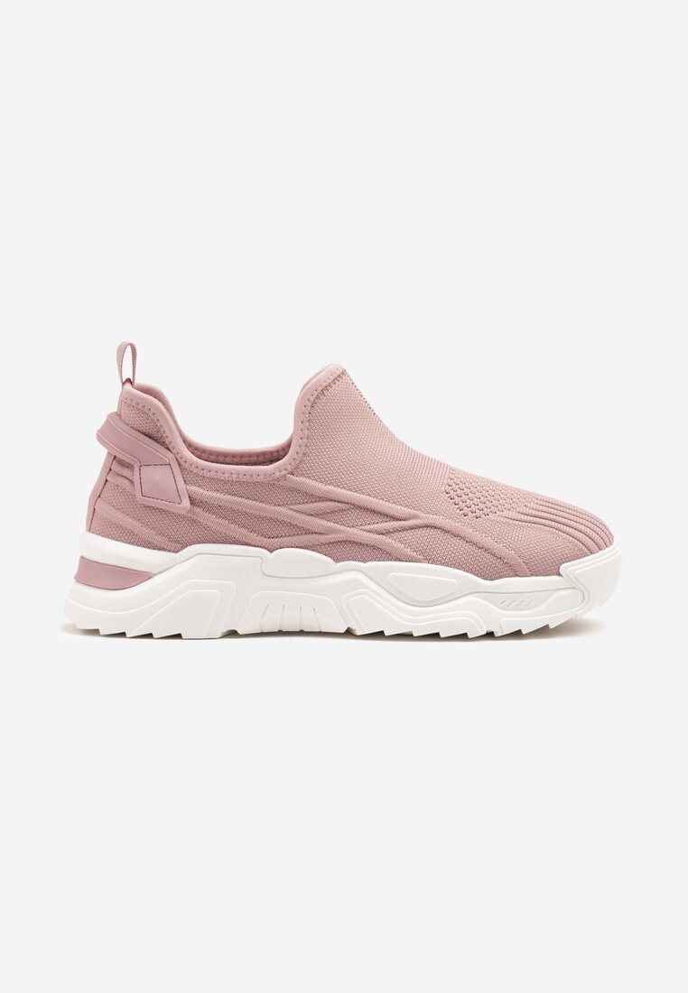 Różowe Siateczkowe Buty Sportowe Sneakersy Wsuwane Zdobione Tłoczeniami Nusadela