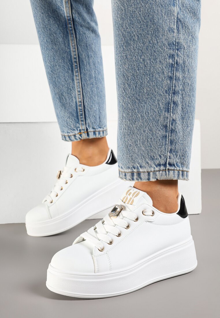 Sneakers Deseliena Alb cu negru