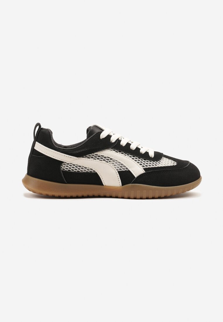 Czarne Sneakersy Tenisówki z Geometrycznym Motywem Amotheira