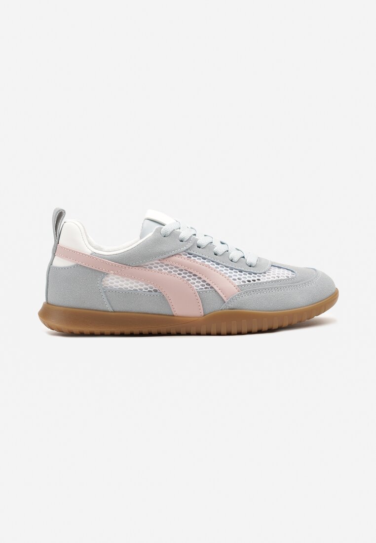 Niebieskie Sneakersy Tenisówki z Geometrycznym Motywem Amotheira