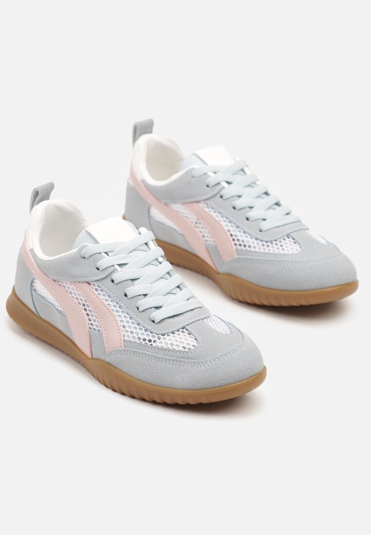 Niebieskie Sneakersy Tenisówki z Geometrycznym Motywem Amotheira