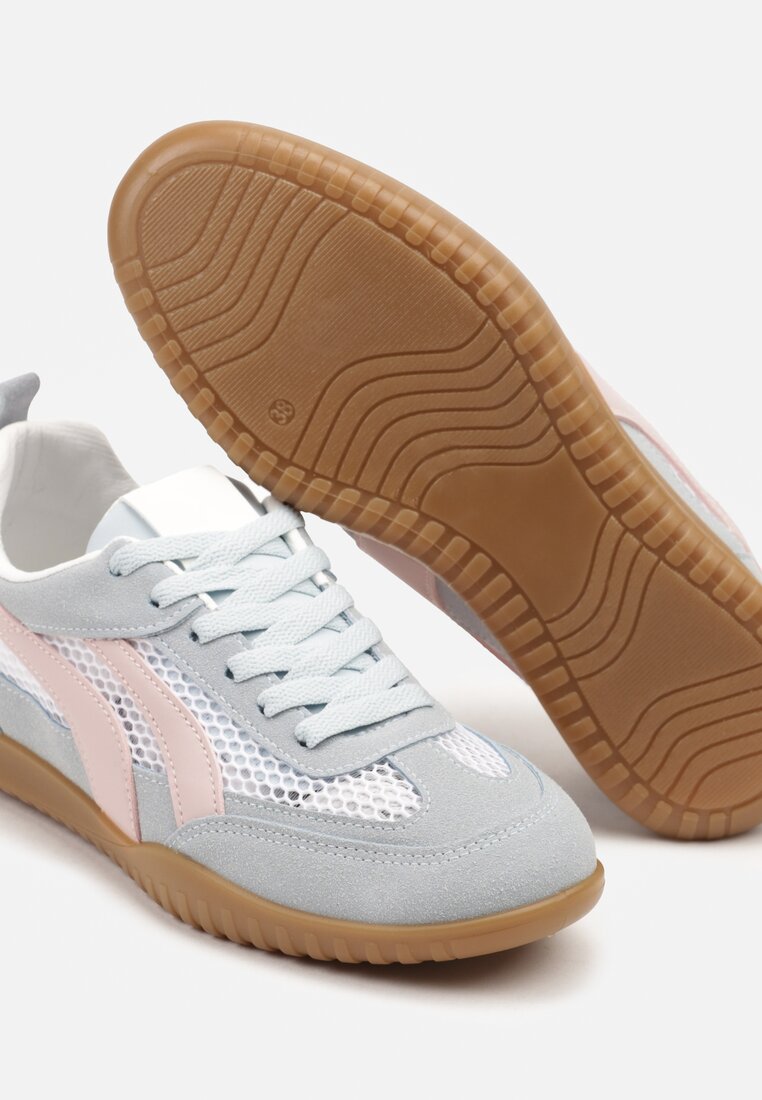 Niebieskie Sneakersy Tenisówki z Geometrycznym Motywem Amotheira