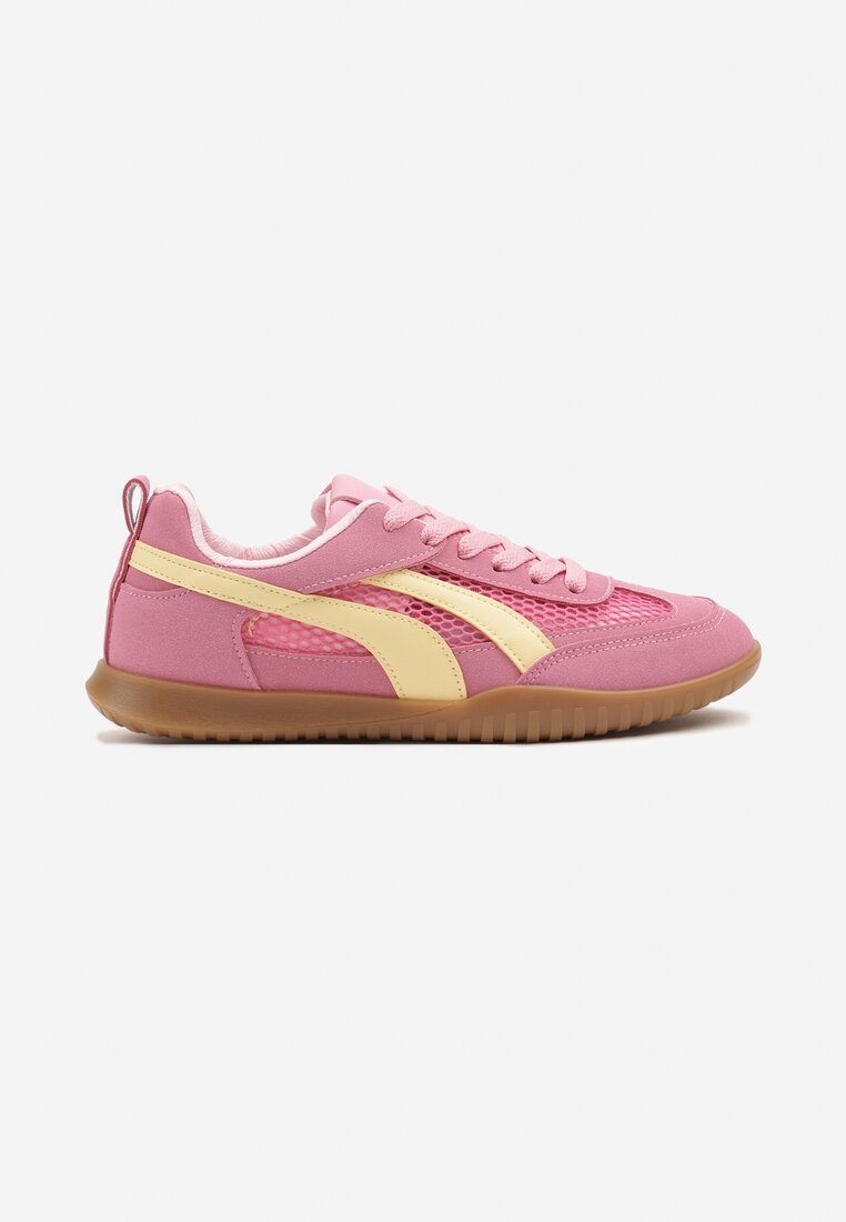 Fuksjowe Sneakersy Tenisówki z Geometrycznym Motywem Amotheira