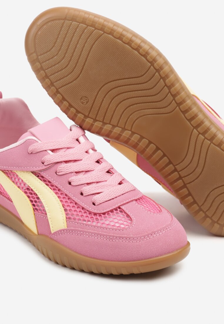 Fuksjowe Sneakersy Tenisówki z Geometrycznym Motywem Amotheira