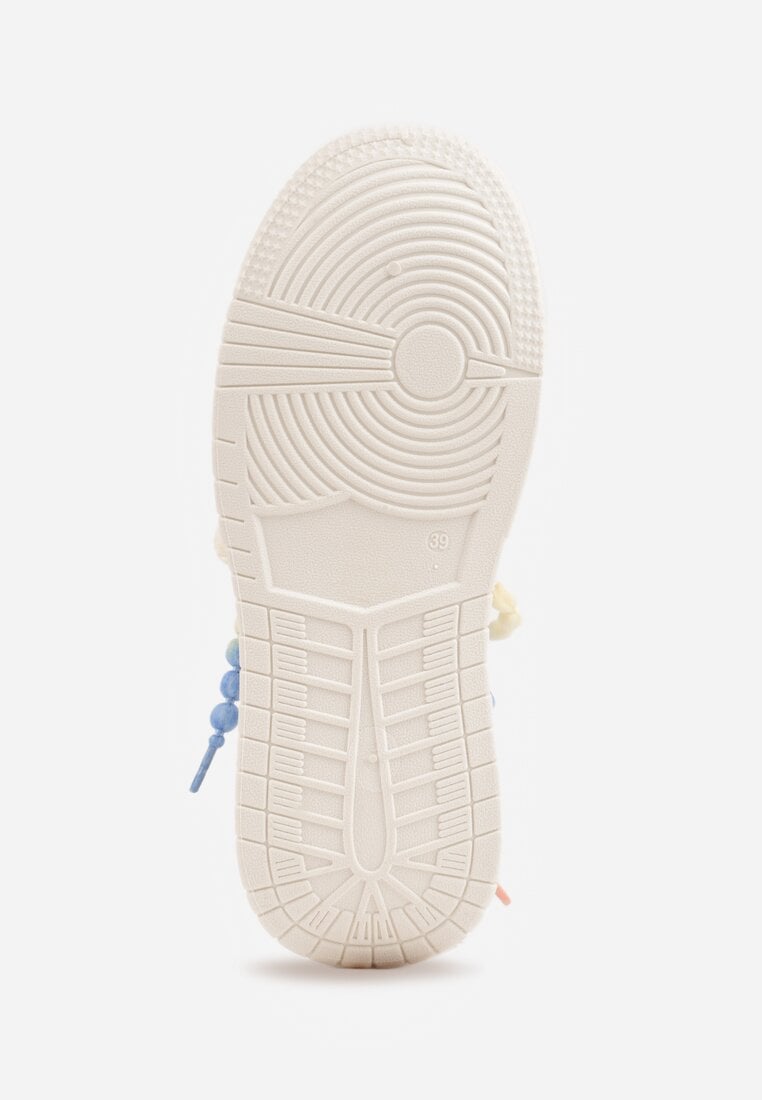 Beżowe Sneakersy na Platformie z Koralikami Amovanna