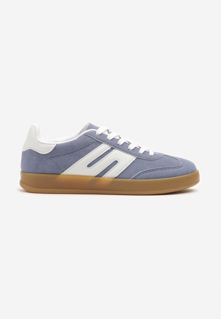 Niebieskie Sneakersy Kultowe Tenisówki Zdobione Przeszyciami Eveltewia