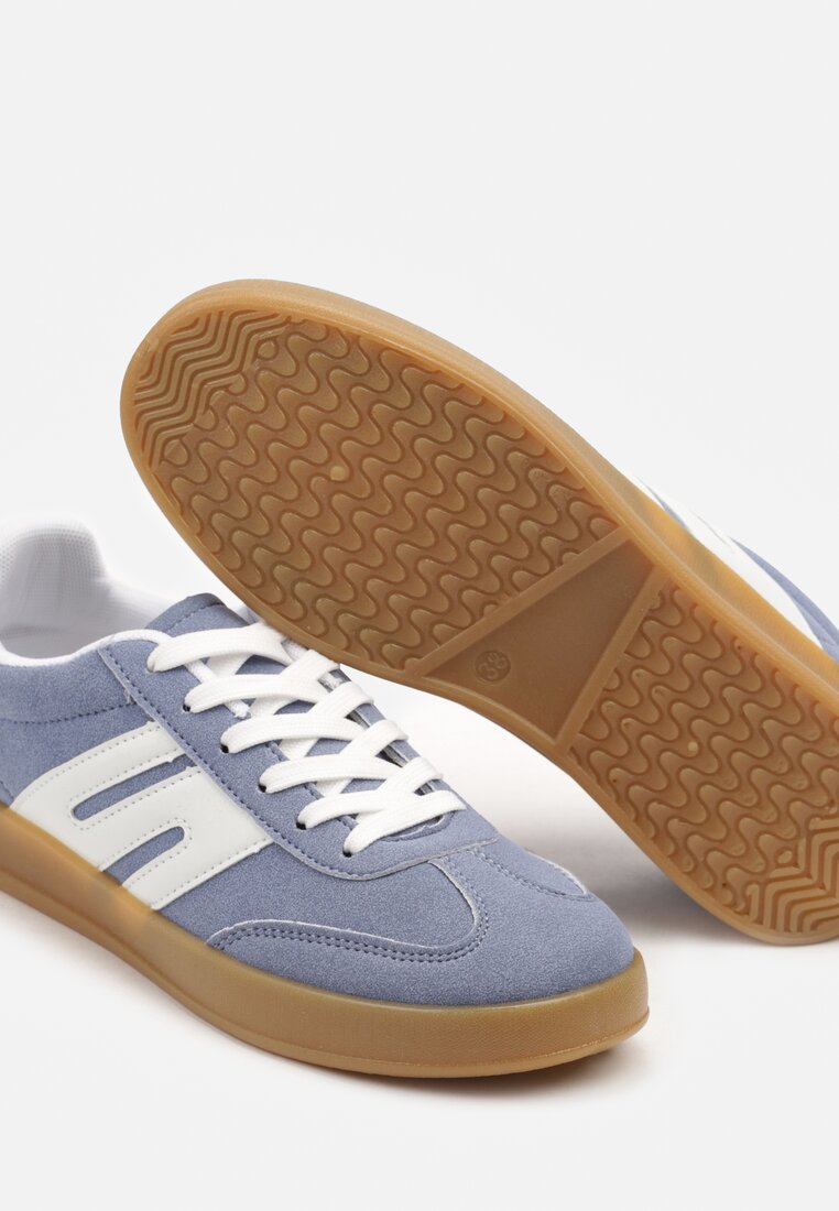 Niebieskie Sneakersy Kultowe Tenisówki Zdobione Przeszyciami Eveltewia