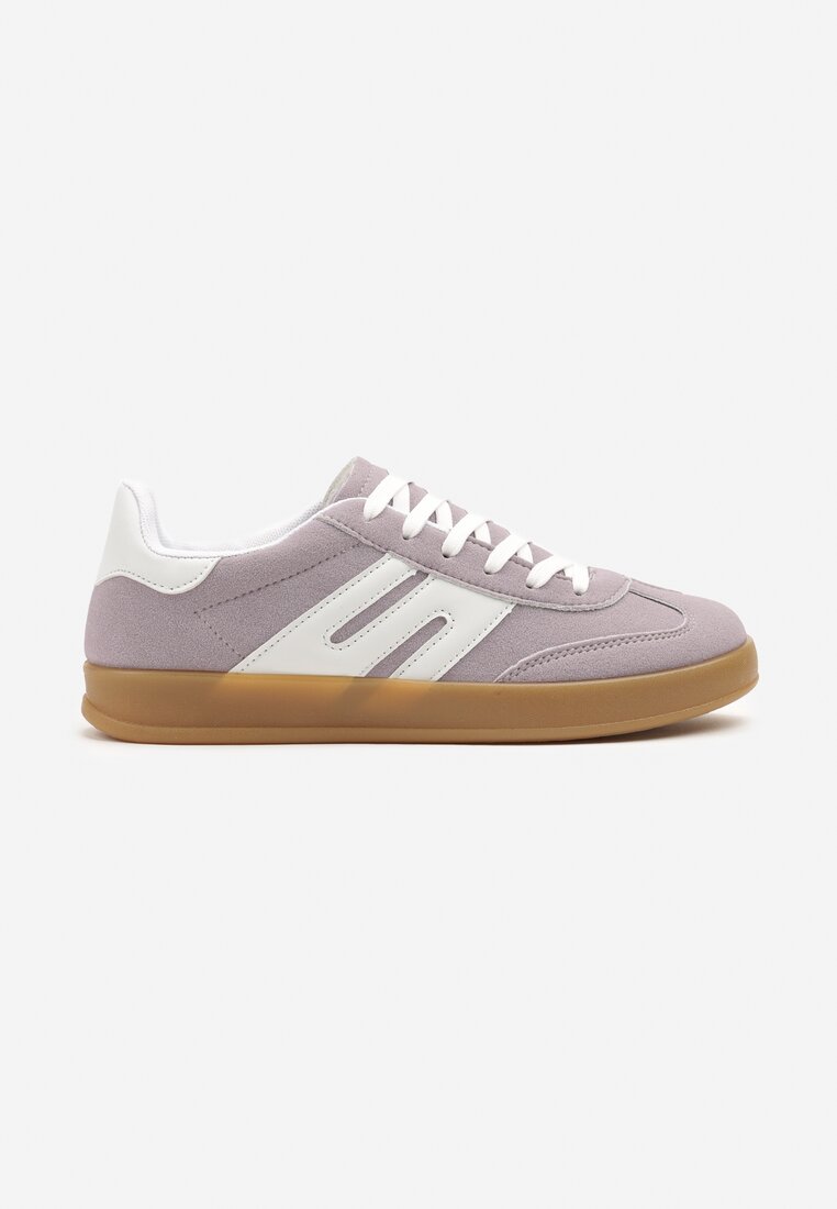 Jasnofioletowe Sneakersy Kultowe Tenisówki Zdobione Przeszyciami Eveltewia