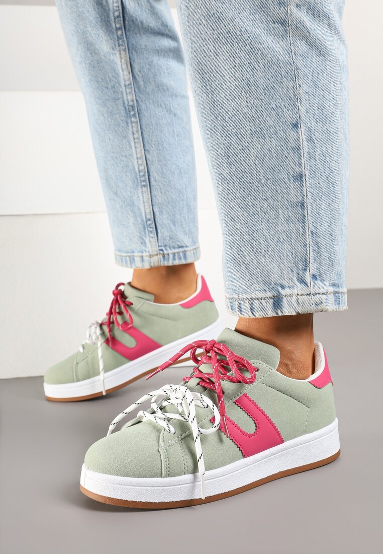 Sneakers Telindrela Verde cu fucsia