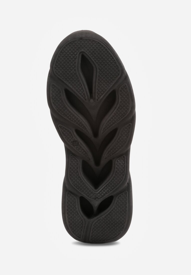 Czarne Buty Sportowe Sneakersy na Platformie Ozdobionej Tłoczeniem Teliriella