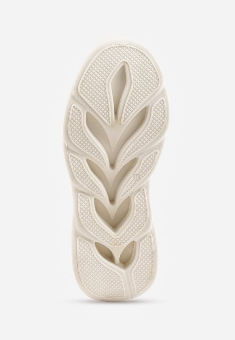 Beżowe Buty Sportowe Sneakersy na Platformie Ozdobionej Tłoczeniem Teliriella