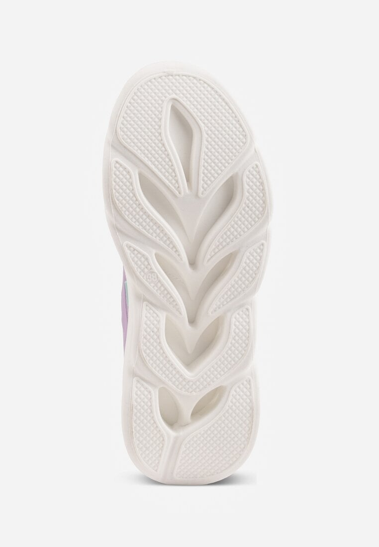 Biało-Fioletowe Buty Sportowe Sneakersy na Platformie Ozdobionej Tłoczeniem Teliriella