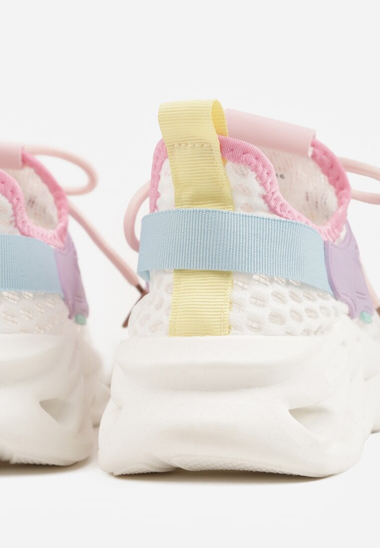 Biało-Fioletowe Buty Sportowe Sneakersy na Platformie Ozdobionej Tłoczeniem Teliriella
