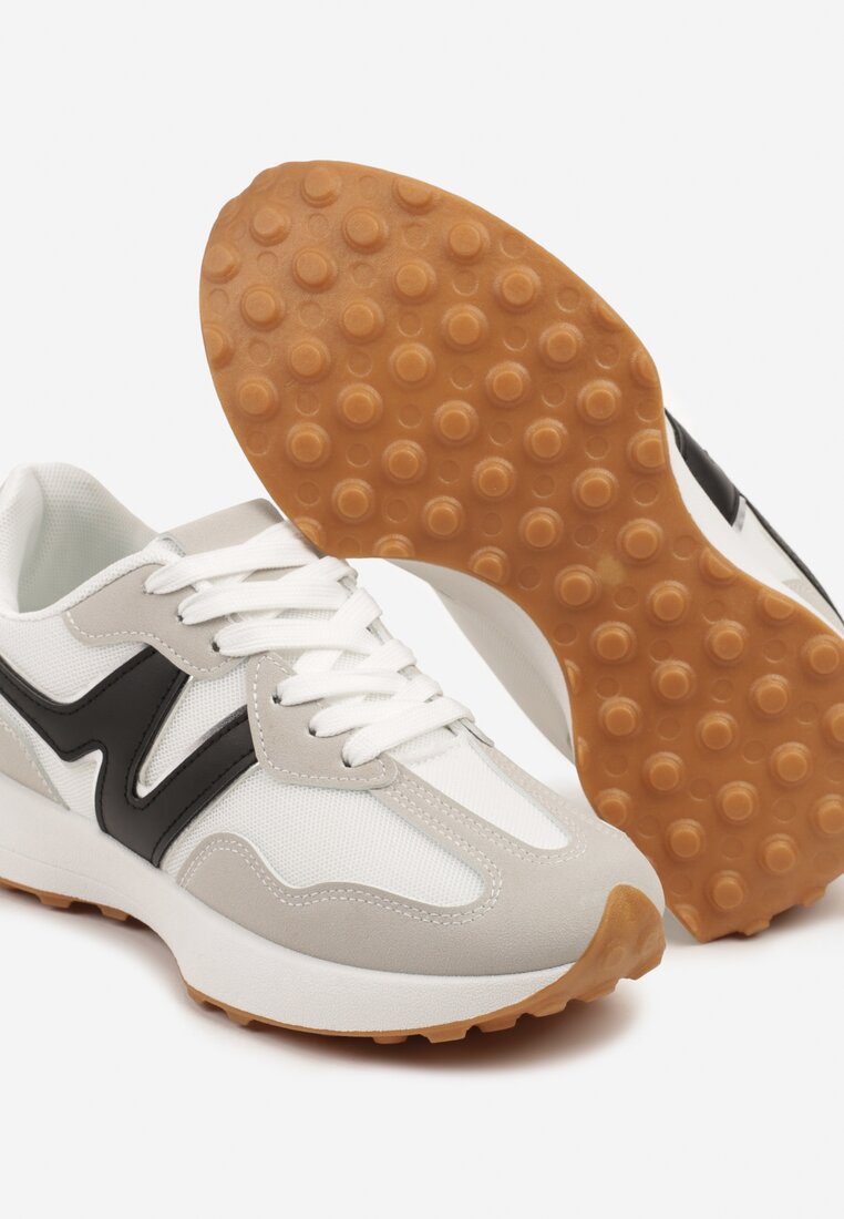 Szaro-Białe Sneakersy Ozdobione Geometrycznym Motywem Zdivena