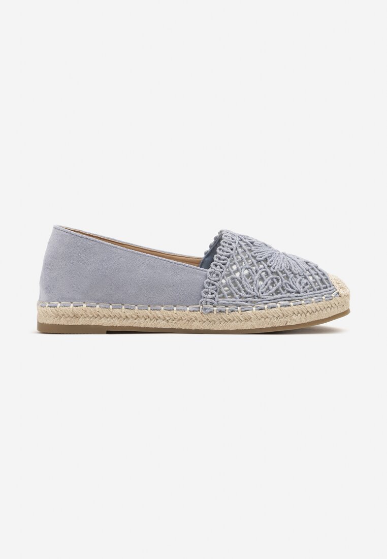 Niebieskie Espadryle z Ażurową Cholewką i Plecionką Sdivena