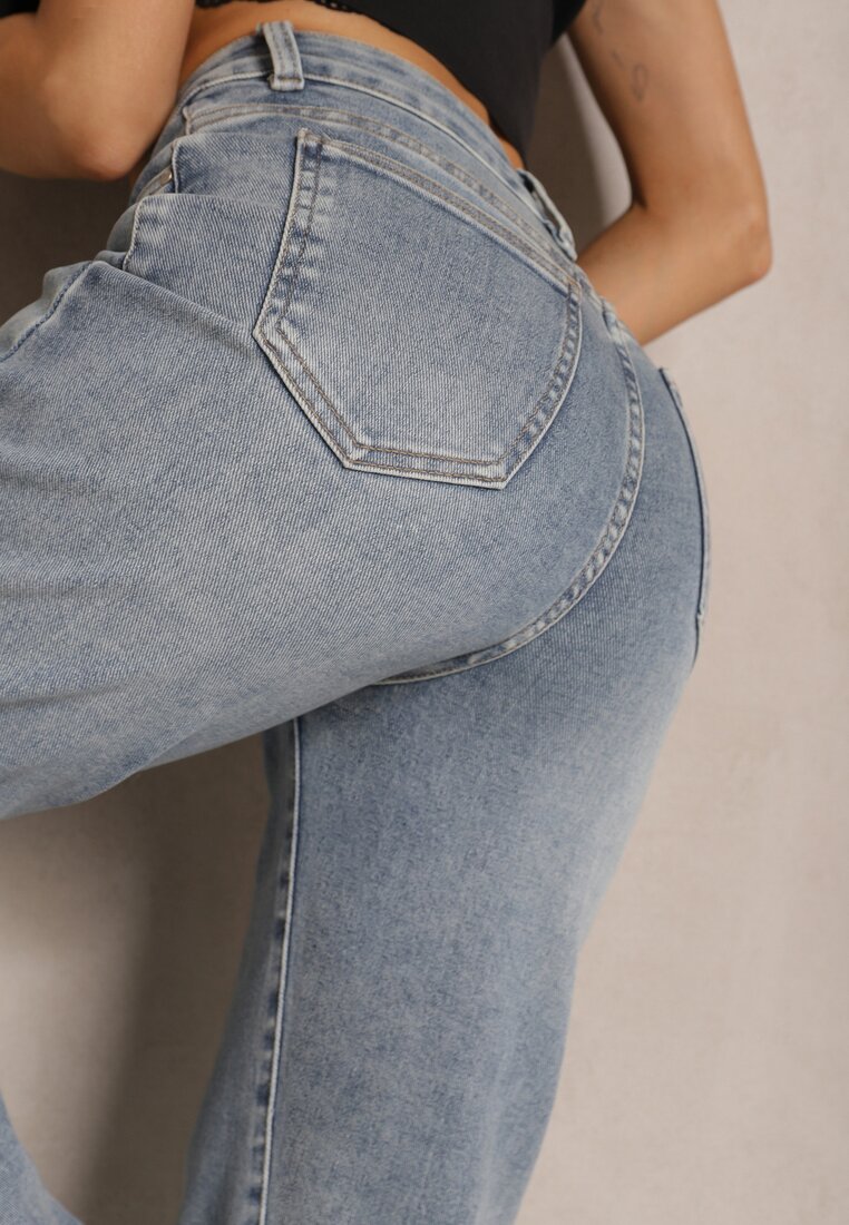 Jasnoniebieskie Szerokie Jeansy High Waist z Wiskozą Uliriel