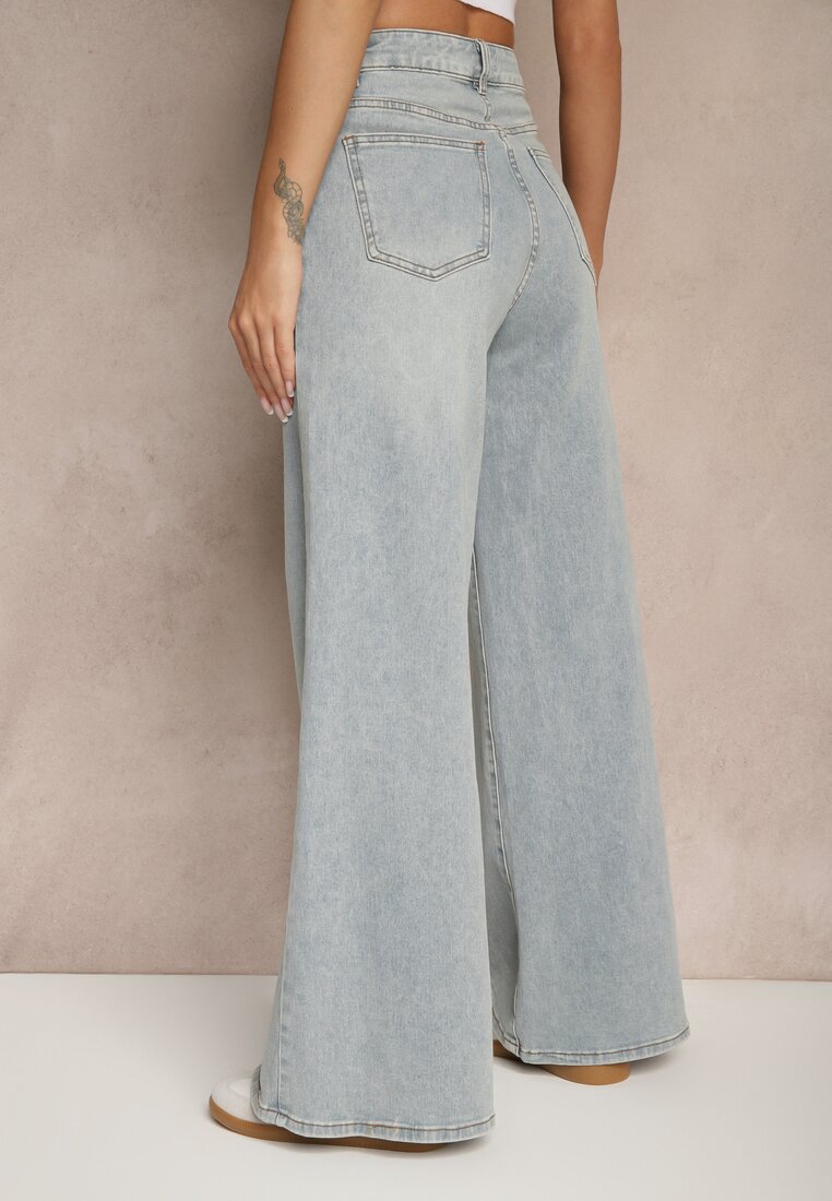 Jasnoniebieskie Jeansy Wide Leg High Waist Sesionis