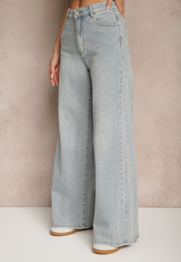 Jasnoniebieskie Jeansy Wide Leg High Waist Sesionis