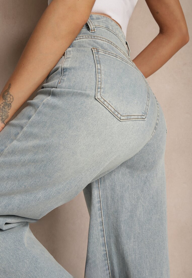 Jasnoniebieskie Jeansy Wide Leg High Waist Sesionis