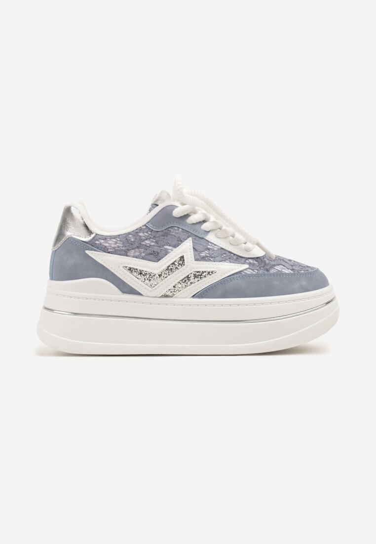 Niebieskie Sneakersy na Platformie Ozdobione Gwiazdą Norlevi