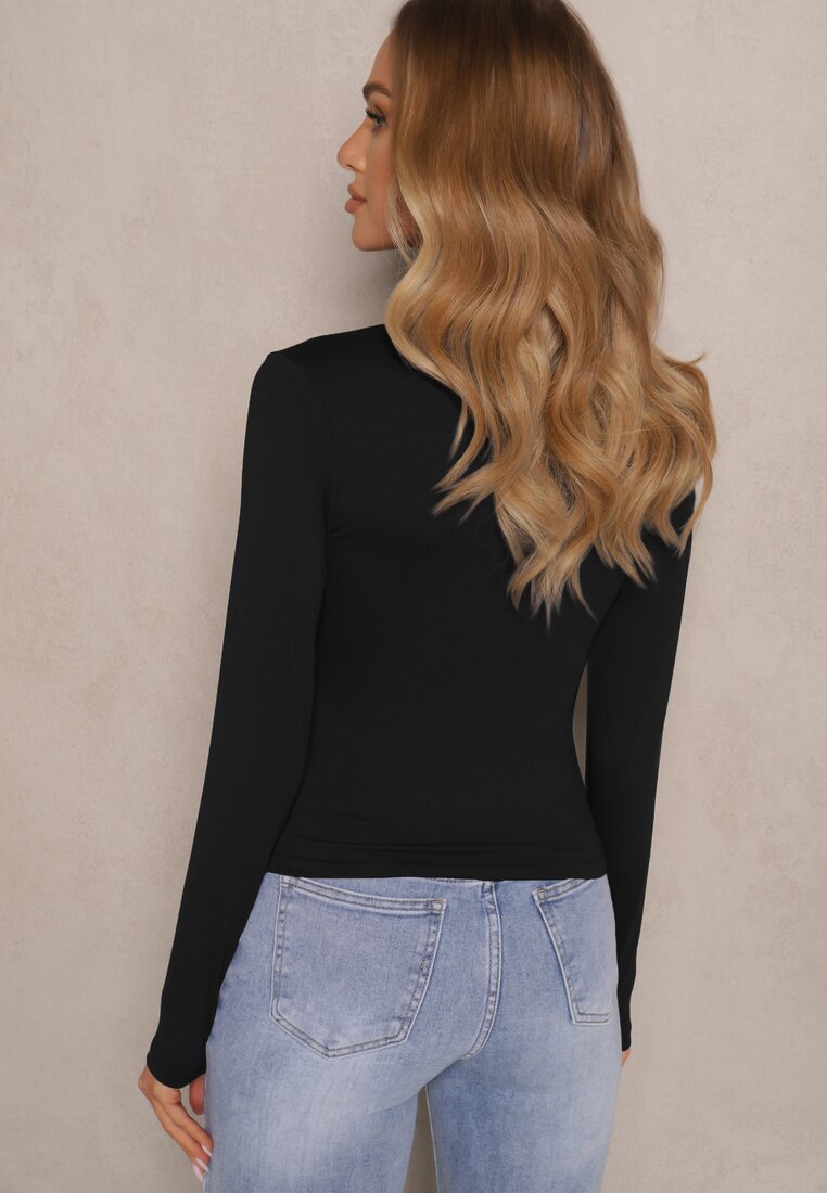 Czarna Bluzka Longsleeve z Bawełny Avelfia