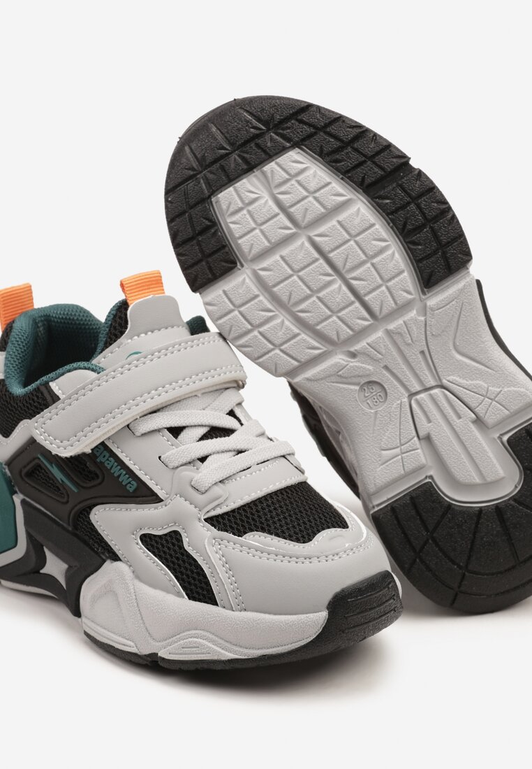 Szaro-Czarne Buty Sportowe Sneakersy Ozdobione Tłoczeniem Reithiel