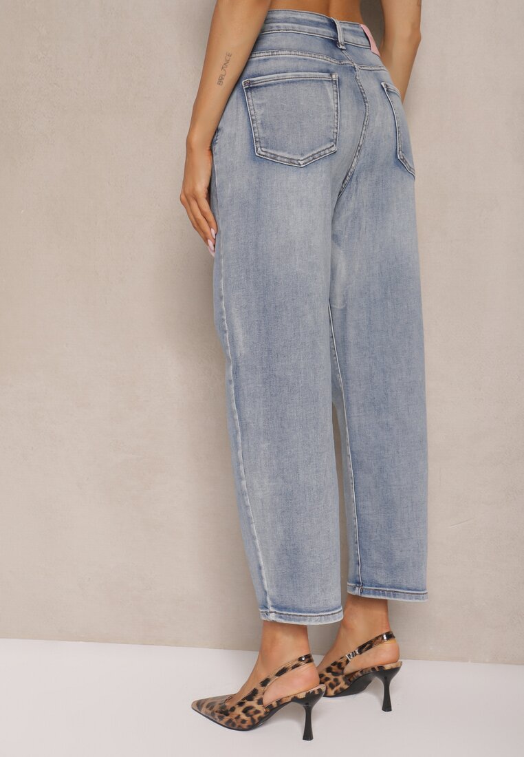Niebieskie Jeansy High Waist Mom Fit Zolseli