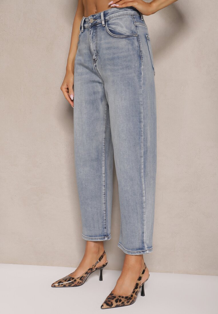 Niebieskie Jeansy High Waist Mom Fit Zolseli