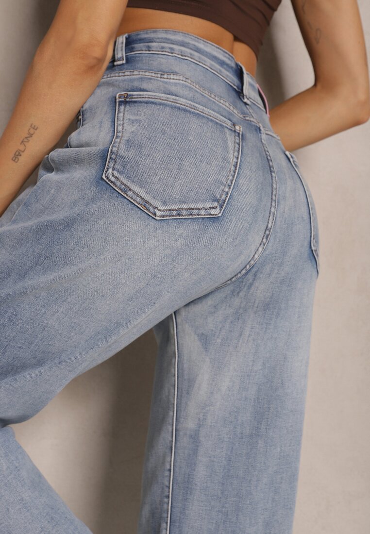 Niebieskie Jeansy High Waist Mom Fit Zolseli
