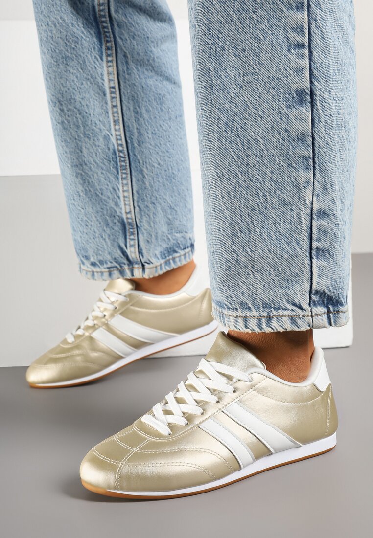Sneakers Liantina Auriu cu alb