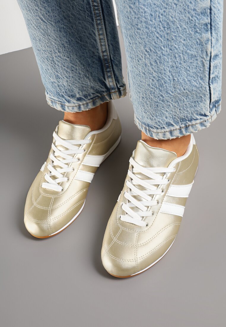 Sneakers Liantina Auriu cu alb