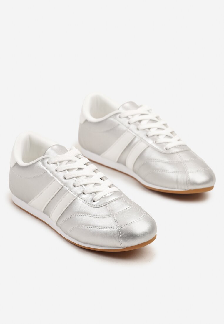 Sneakers Liantina Argintiu cu alb