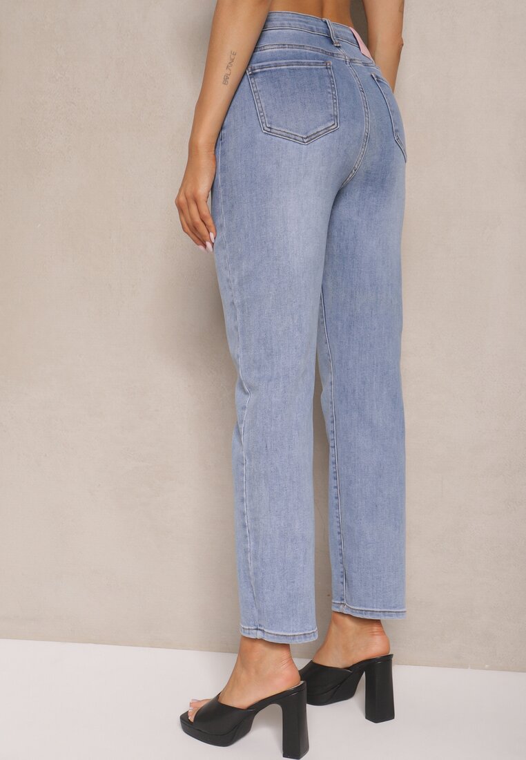Niebieskie Jeansy z Bawełną High Waist Azrivas