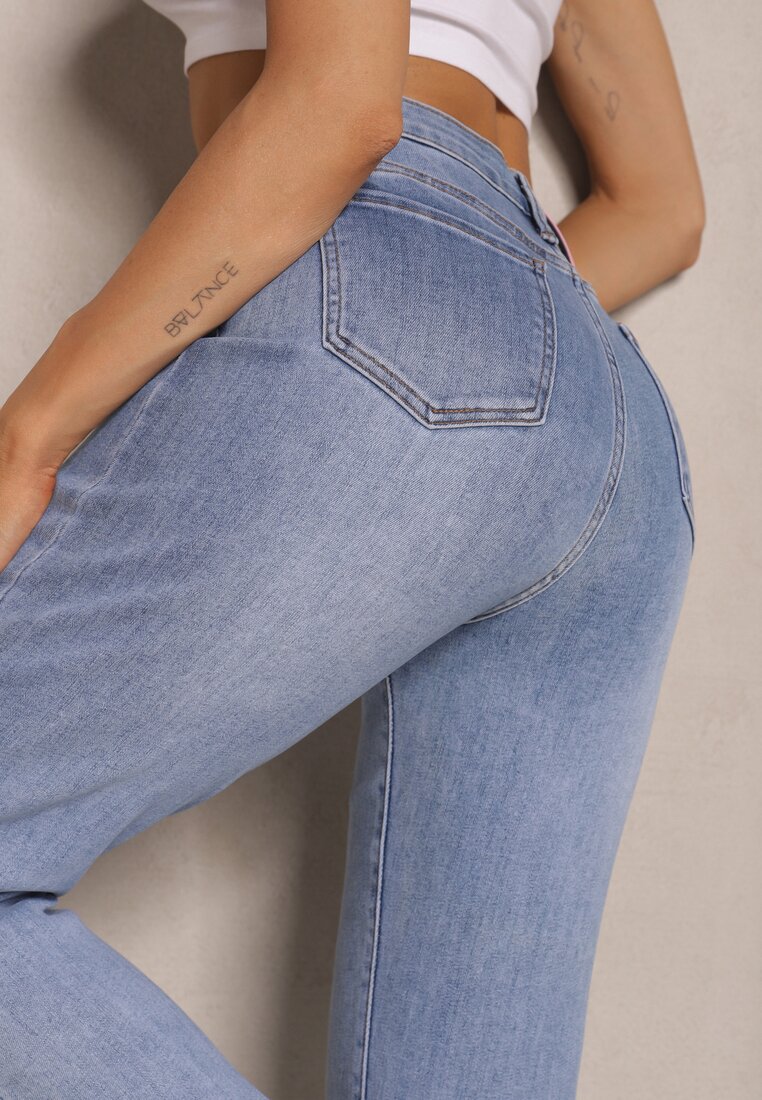 Niebieskie Jeansy z Bawełną High Waist Azrivas