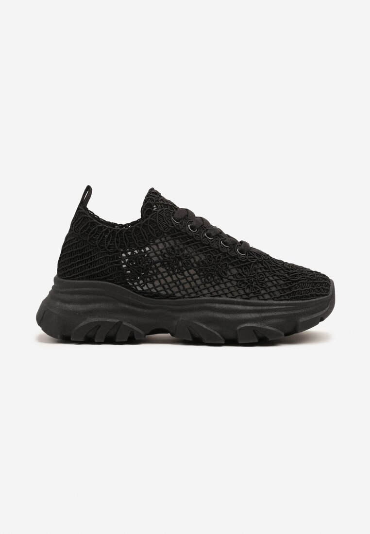Czarne Sneakersy Ozdobione Siateczką Toliselle