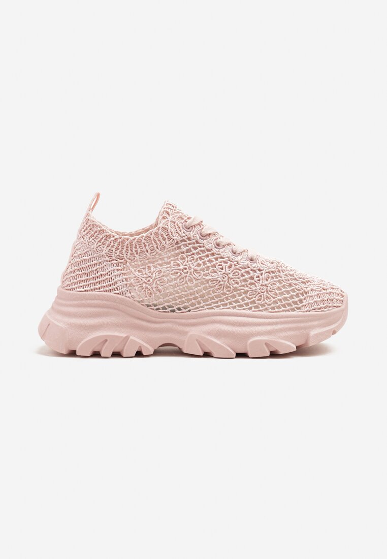 Różowe Sneakersy Ozdobione Siateczką Toliselle