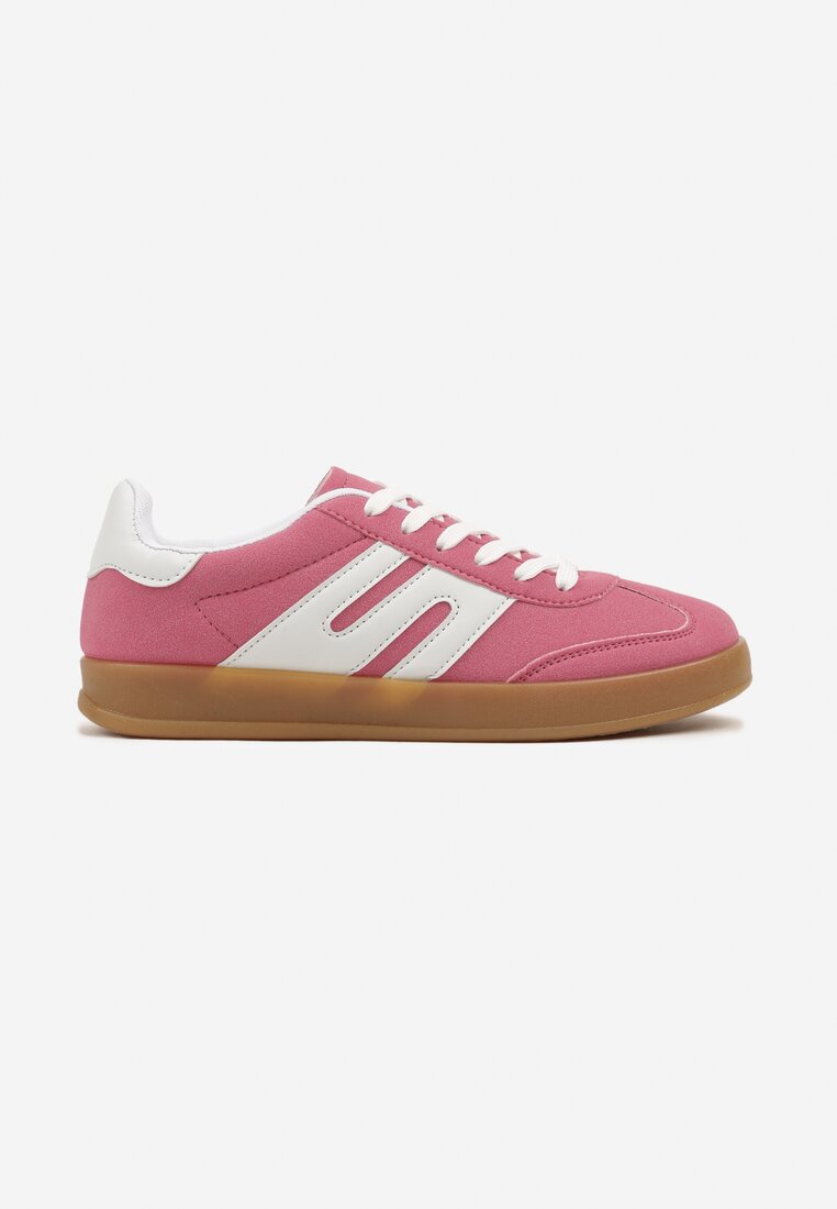 Ciemnoróżowe Sneakersy Kultowe Tenisówki Zdobione Przeszyciami Eveltewia