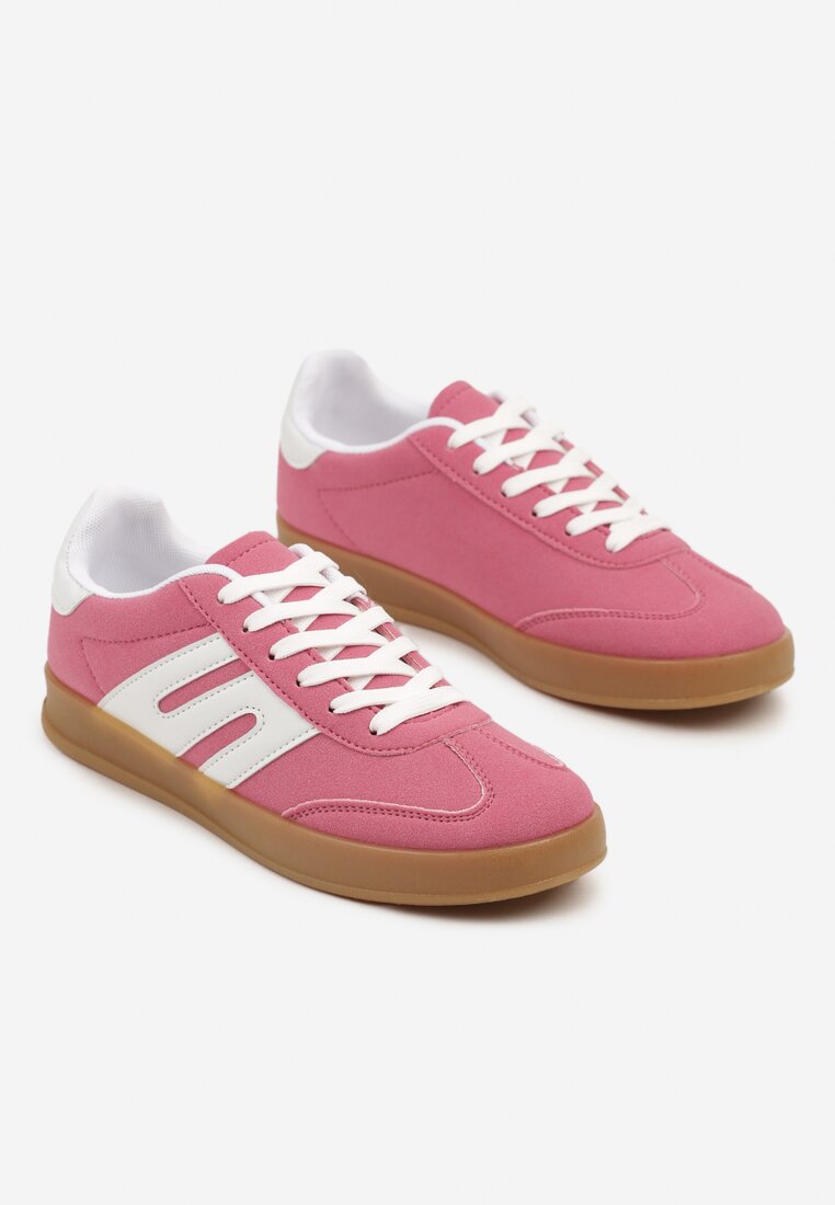 Ciemnoróżowe Sneakersy Kultowe Tenisówki Zdobione Przeszyciami Eveltewia