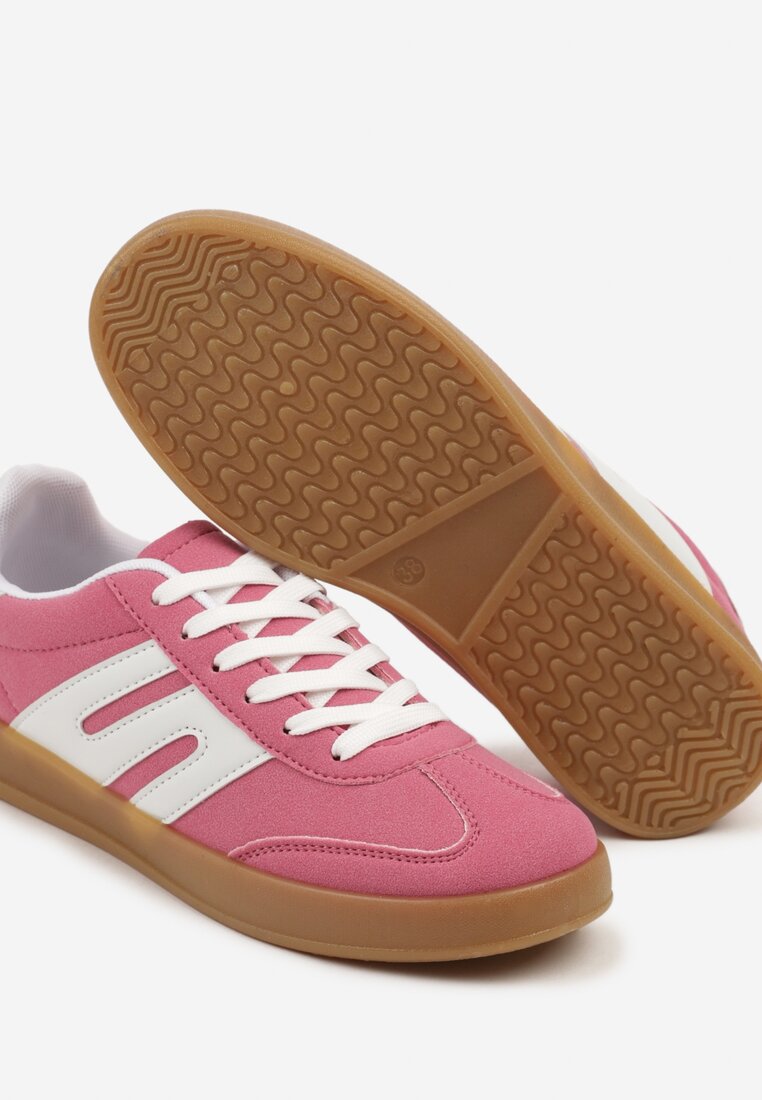 Ciemnoróżowe Sneakersy Kultowe Tenisówki Zdobione Przeszyciami Eveltewia