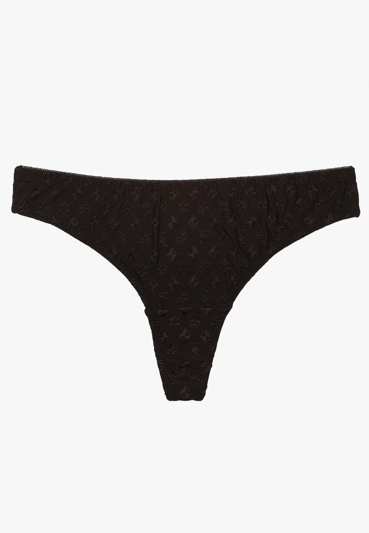 Czarne Majtki Typu Stringi Ozdobione Tłoczeniem Vivise