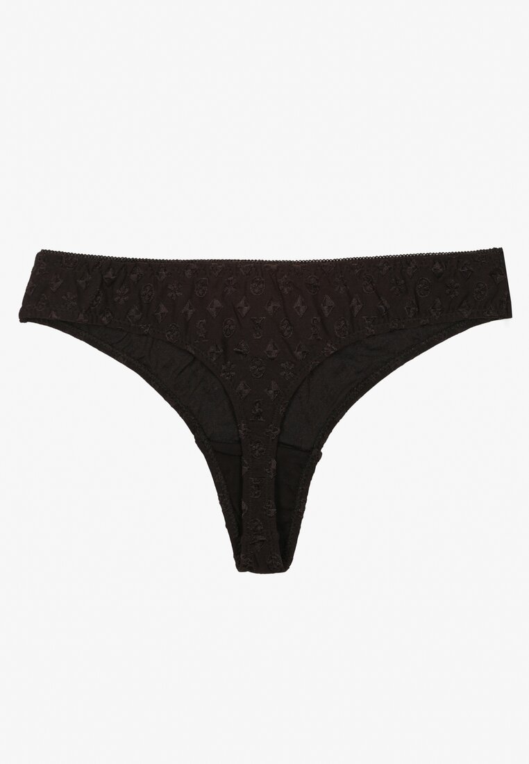 Czarne Majtki Typu Stringi Ozdobione Tłoczeniem Vivise