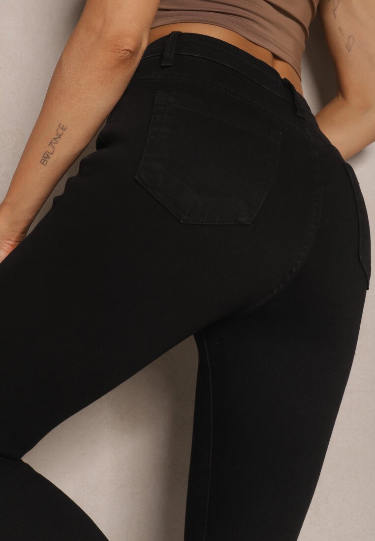 Czarne Jeansy Slim z Bawełną i Wiskozą High Waist Calliran
