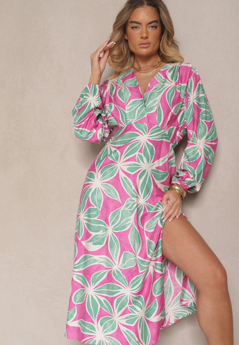 Rochie Frolhiria Verde cu fucsia