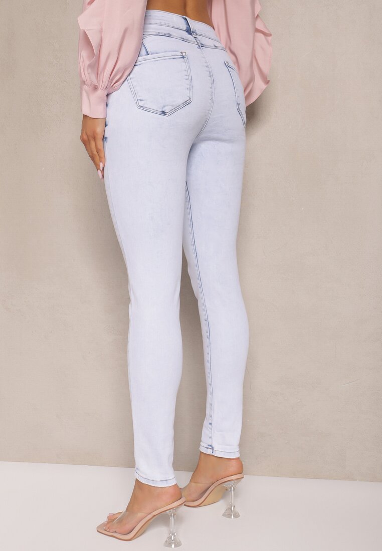 Jasnoniebieskie Jeansy z Wiskozą o Fasonie Skinny Arrivienne