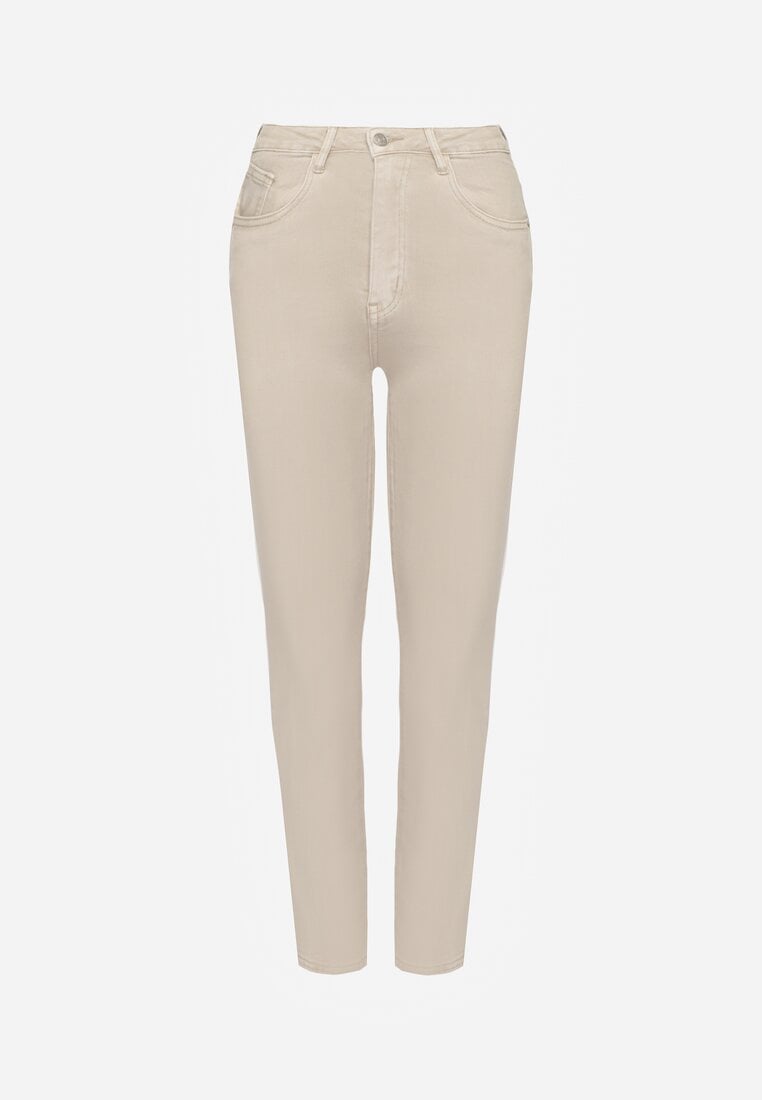 Jasnobeżowe Jeansy z Bawełny w Klasycznym Stylu Allivine