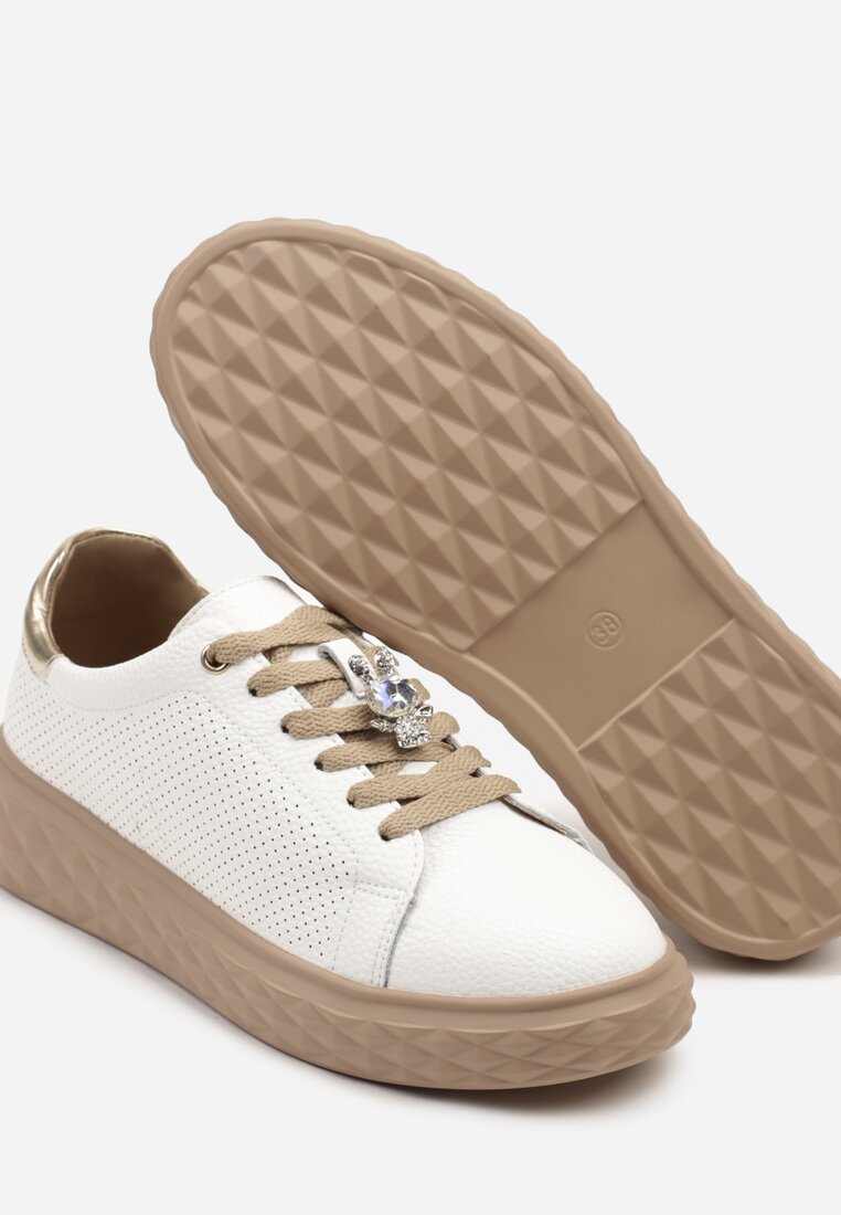 Sneakers Sondria Alb cu auriu