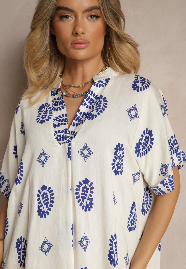 Rochie Virbia Albastră cu crem